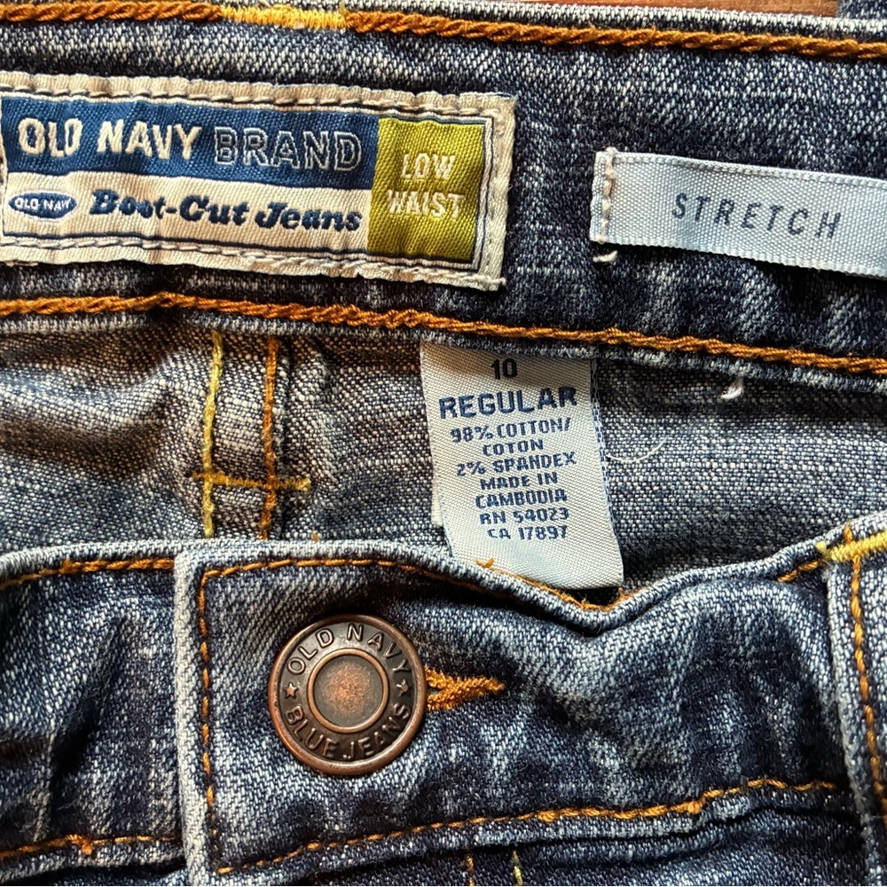 Y2K Old Navy Boot Cut Low Rise Jeans Size 10 Regular Stretch Medium Wash 2005 - Picture 7 of 13